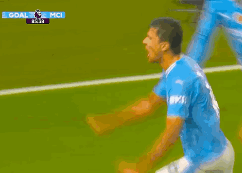 A Soccer Player With The Number 16 On His Shorts Celebrates A Goal GIF