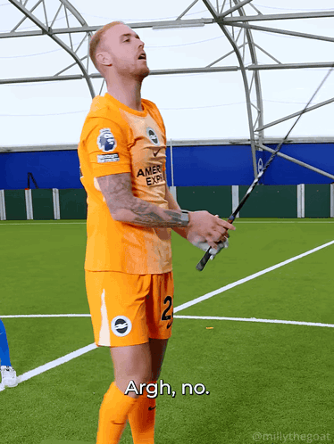 A Soccer Player With The Number 2 On His Shorts Holds A Fishing Rod GIF