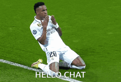 a soccer player with the number 20 on his shirt is kneeling on the field