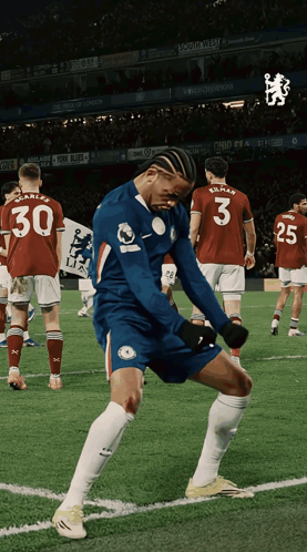 A Soccer Player With The Number 3 On His Back Is Dancing On The Field GIF