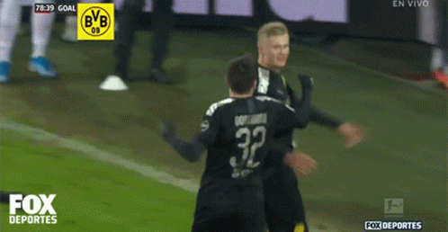 A Soccer Player With The Number 32 On His Jersey Celebrates A Goal GIF