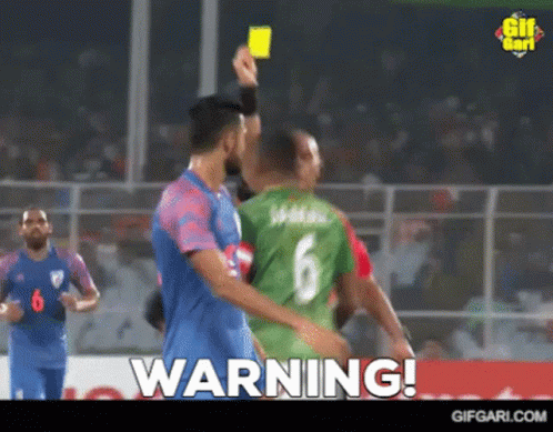 A Soccer Player With The Number 6 On His Shirt Is Getting A Yellow Card From A Referee GIF
