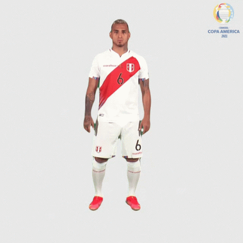 a soccer player with the number 6 on his white jersey