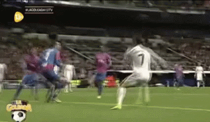 A Soccer Player With The Number 7 On His Jersey Is Kicking A Ball GIF