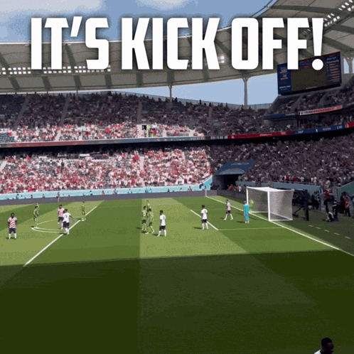 a soccer stadium with the words it 's kick off