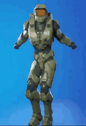 A Soldier In A Military Uniform Is Dancing In Front Of A Blue Background . GIF