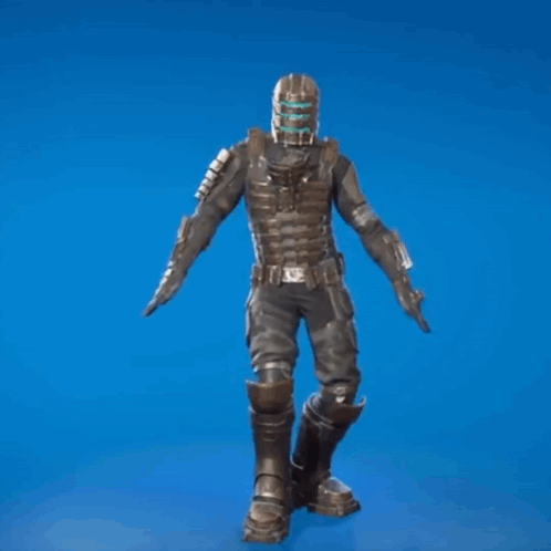 A Soldier Is Dancing In A Video Game On A Blue Background . GIF