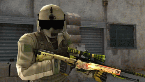 Soldier Wearing Helmet And Sunglasses Holding Sniper Rifle GIF