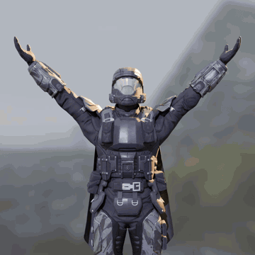A Soldier With His Arms Outstretched Has The Letter B On The Belt GIF