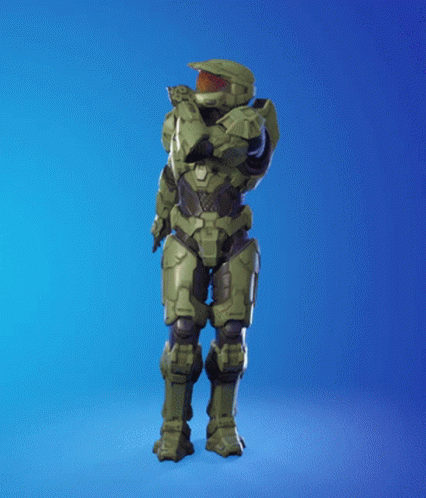 A Soldier With The Number 117 On His Chest Is Standing In Front Of A Blue Background GIF