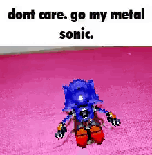 A Sonic The Hedgehog Toy Is On A Pink Carpet . GIF