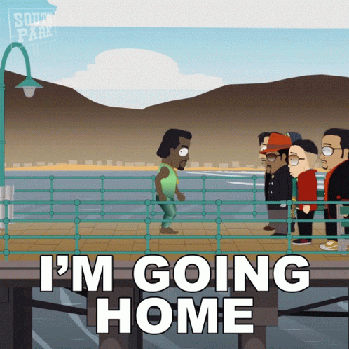 A South Park Cartoon Of A Man Walking On A Pier GIF