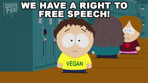 A South Park Cartoon Shows A Boy Wearing A Yellow Shirt That Says Vegan GIF