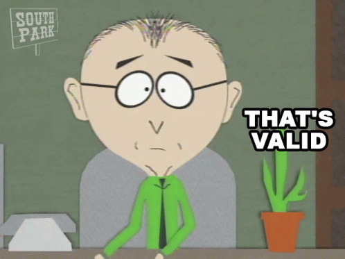 A South Park Character Says That 'S Valid In Front Of A Potted Plant GIF