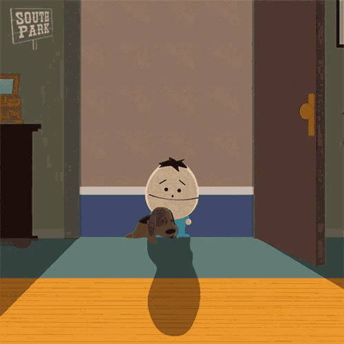 A South Park Sign Hangs On A Wall Above A Doorway GIF