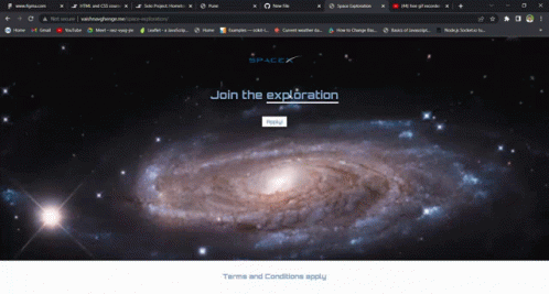 A Space Exploration Website Shows A Galaxy In The Background GIF
