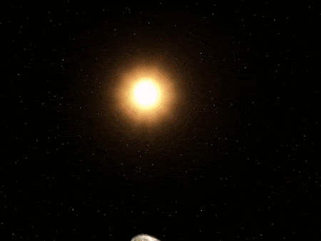 A Space Ship With A Green Light Coming Out Of The Back GIF