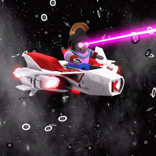 Space Ship With Letter K GIF
