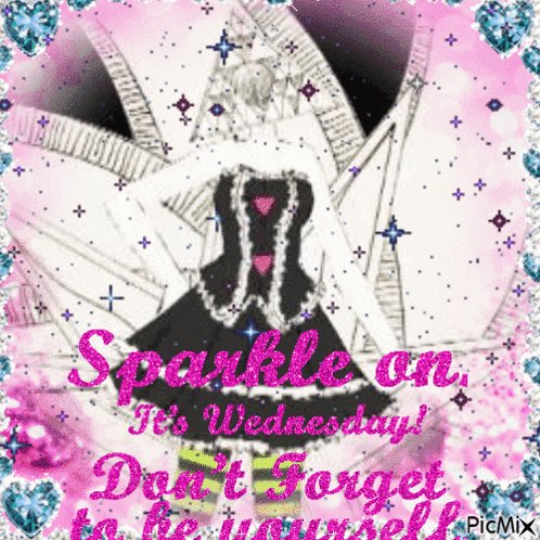 A Sparkle On Wednesday Greeting Card With A Girl In A Dress GIF
