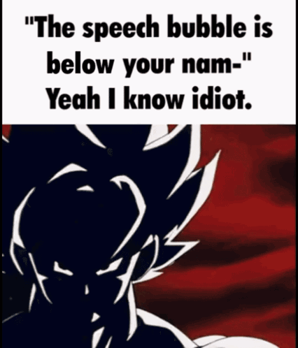 A Speech Bubble That Says " The Speech Bubble Is Below Your Name- Yeah I Know Idiot " GIF