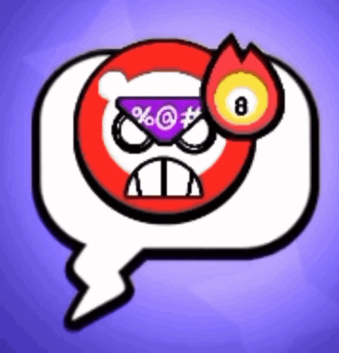 A Speech Bubble With An Angry Face And A Pool Ball With The Number 8 GIF