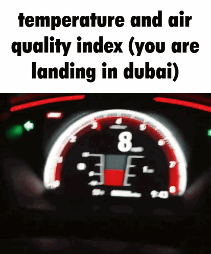 A Speedometer That Says Temperature And Air Quality Index GIF