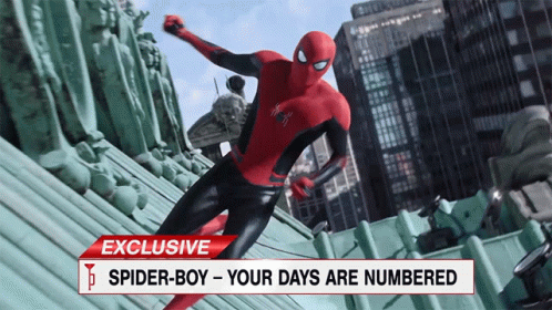 A Spider-Man Advertisement That Says ' Exclusive Spider-Boy Your Days Are Numbered ' On It GIF