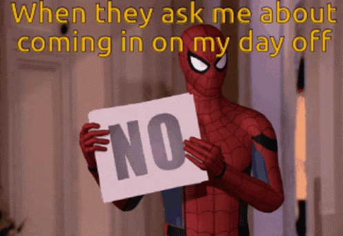 A Spider Man Holding A Sign That Says " No " GIF