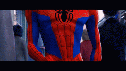 A Spiderman Giving A Thumbs Up In Front Of A Crowd GIF