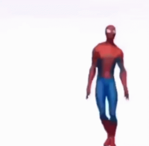 A Spiderman Is Dancing On A White Background In A Video Game . GIF