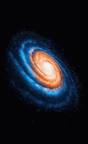 A Spiral Galaxy With A Blue And Orange Swirl GIF