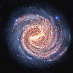 A Spiral Galaxy With A Bright Star In The Middle GIF