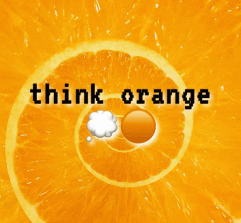 A Spiral Of Oranges With The Words Think Orange Written On It GIF