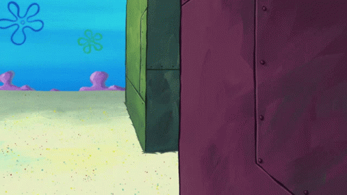 A Spongebob Squarepants Cartoon With A Purple Wall GIF