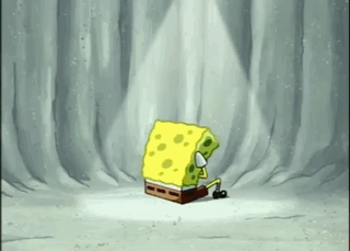 A Spongebob Squarepants Character Is Sitting In The Snow . GIF