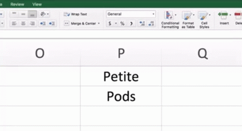 A Spreadsheet With The Words Petite Pods Written On It GIF
