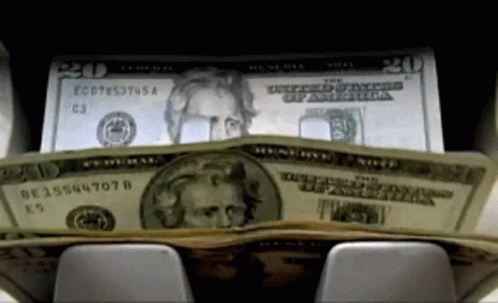 A Stack Of 20 Dollar Bills Sitting On Top Of Each Other GIF