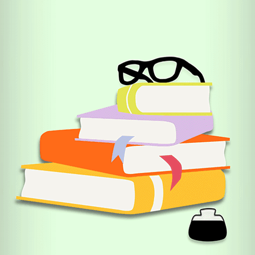 A Stack Of Books And A Pair Of Glasses GIF