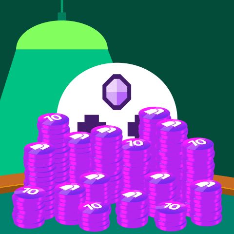 A Stack Of Purple Coins With The Number 10 On It GIF