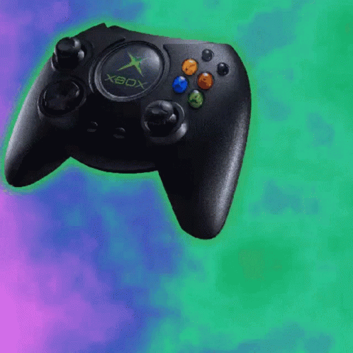 A Stack Of Xbox Controllers On A Green And Pink Background GIF