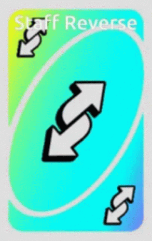 A Staff Reverse Uno Card With Two Arrows Pointing In Opposite Directions . GIF