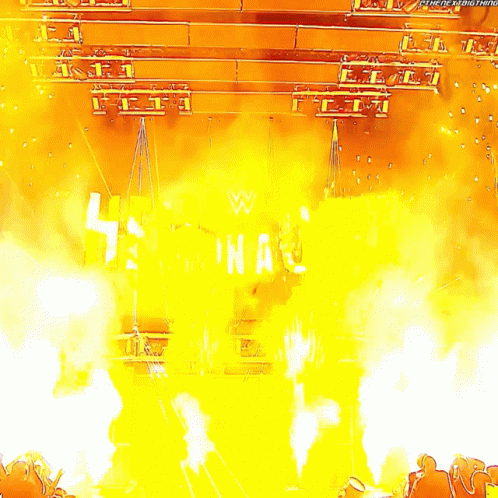 a stage with a sign that says wwe on it