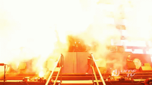 A Stage With Stairs Leading Up To It And A Ufmf Tv Logo GIF