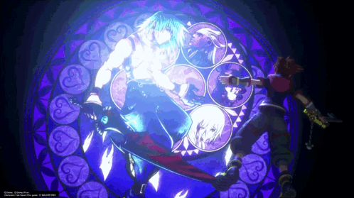 A Stained Glass Window With A Cartoon Character In It GIF