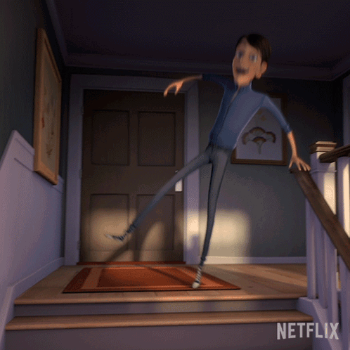 A Staircase With A Netflix Logo On The Bottom GIF