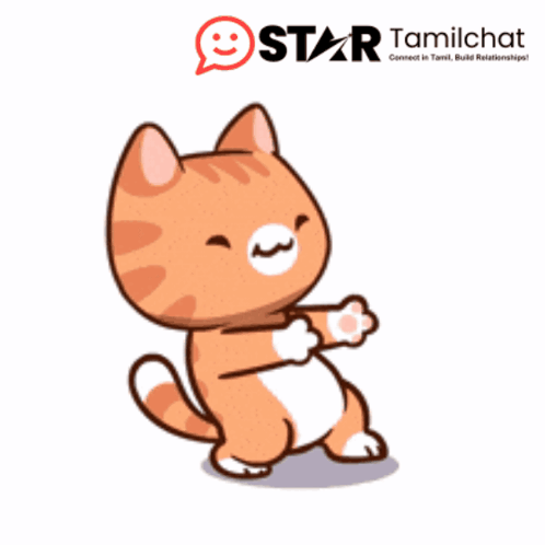 A Star Tamilchat Logo With A Cartoon Cat GIF
