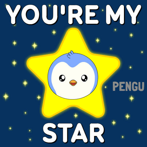 A Star With A Penguin Face On It And The Words You 'Re My Star GIF