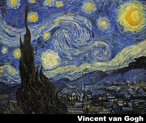 A Starry Night Painting By Vincent Van Gogh With A Crescent Moon GIF