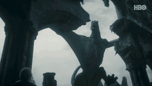 A Statue Of A Dragon With The Word Hbo On The Bottom Right GIF