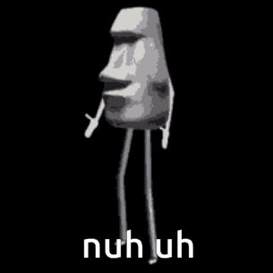A Statue Of A Face With Long Legs And Arms Is Dancing . GIF
